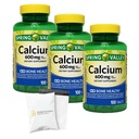 Spring - Valley Calcium 600mg Natural Bone Health Calcium - 100 Tablets Pack of 3 - Set By Basket Goods