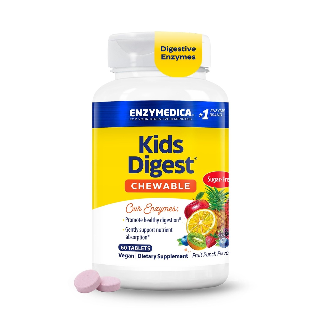 Enzymedica Kids Digest, Enzymes digestifs à croquer, Fruits naturels, 60 portions