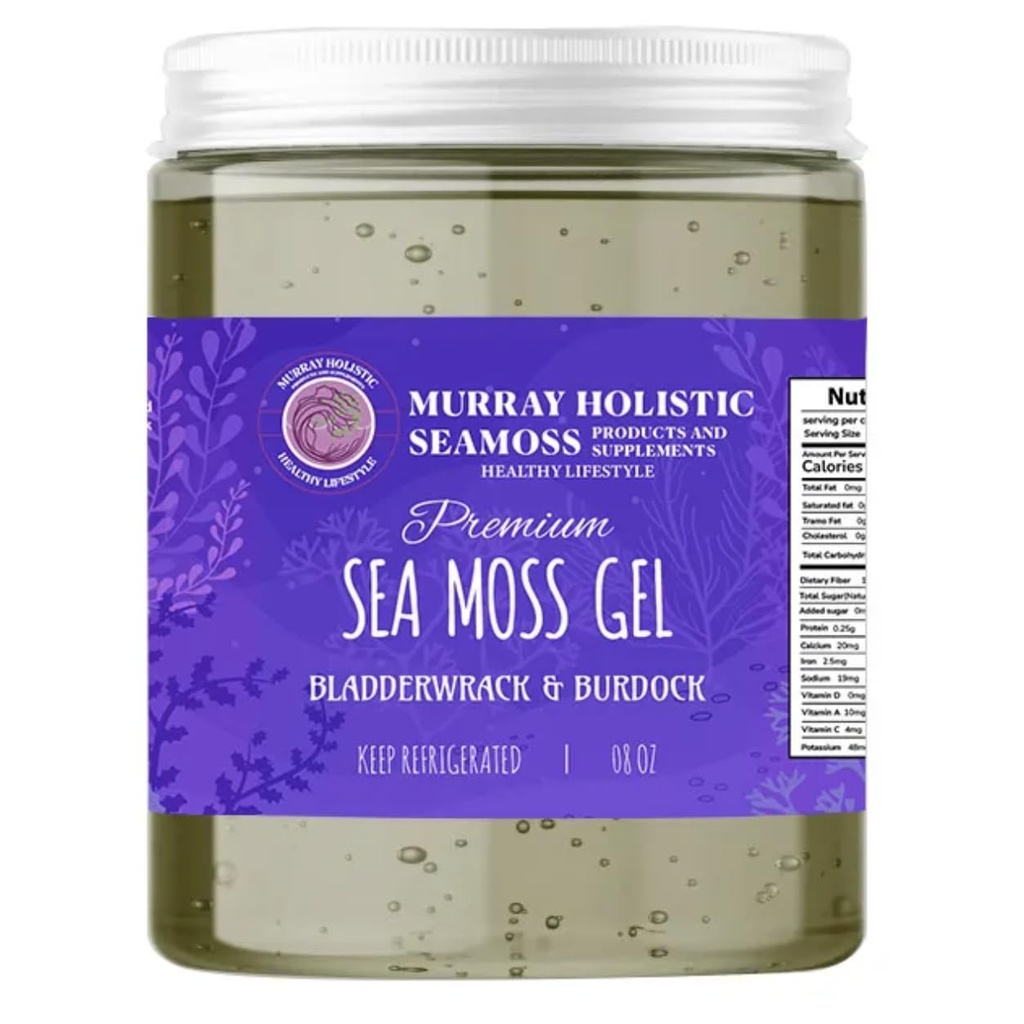 Sea Moss Gel Organic Raw Bladderwrack and Burdock Root Sea Moss Gel 8oz and 16oz | Delicious Superfood | Nutrient-Rich Booster | Savor the sweet and refreshing taste (8 Fluid Ounces)