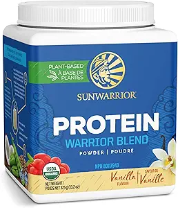 Sunwarrior - Warrior Blend, Plant Based, Raw Vegan Protein Powder with Peas & Hemp, Vanilla, 15 Servings, 13.2 Ounce