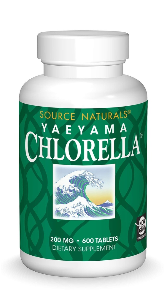Source Naturals Yaeyama Chlorella Green Superfood, Plant-Based B12* - 200 mg, 600 Tablets