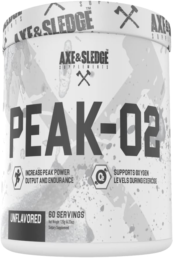 Axe & Luge Suppléments Peak-O2 Basics Poudre, soutient la performance de l'exercice, l'endurance et la puissance, non aromatisé, ne contient aucune substance artificielle, remplissage, ou excipients, 60 portions