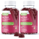 Gommies de racines de betteraves avec magnésium et vitamine C - Supplément de betteraves pour la santé cardiaque, soutien de la pression artérielle - Vegan, sans gluten - 120 Compte