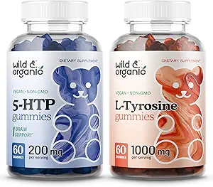 Gommies sauvages et organiques 5HTP et Gommies L-Tyrosine 60 Nombre