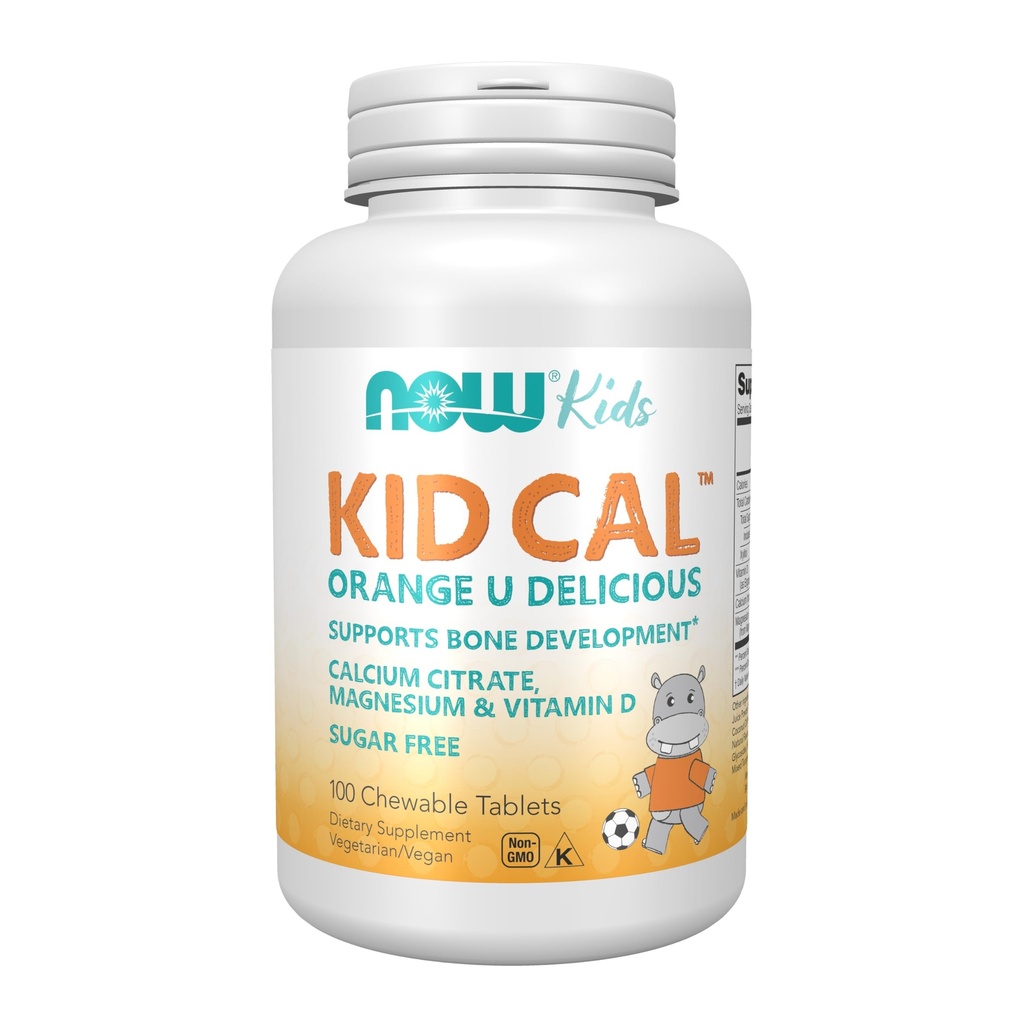 MAINTENANT compléments alimentaires, Cal pour enfant avec citrate de calcium, magnésium et vitamine D, tart orange, 100 croustilles, emballage peut varier