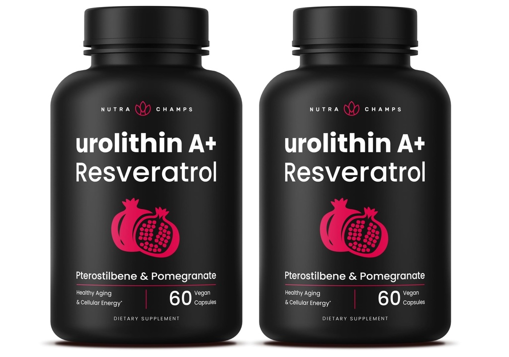 Urolithin A+ | Advanced Mitochondrial Supplement with Resveratrol, Pterostilbene & Pomegranate | Cellular Energy, Vitality & Longevity | Mitochondrial Support Formula – Vegan, Non-GMO – 120 Capsules