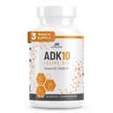 ADK 10 Supplément de vitamine + huile d'olive pour une meilleure absorption - avec les vitamines A + D3 (10 000 iu) + K2 (MK7+MK4) - 90 Capsules - Végétarien - Non-OGM