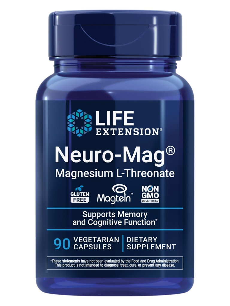 Neuro-Mag Magnesium L-Threonate, Memory Health, Quick Thinking, Cognitive Health Support, Vegetarian, 90 Vegetarian Capsules
