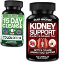 Kidney Support Cleanse Detox & Repair 120 Caps - Together with - 15 Day Cleanse | Colon Detox with Natural Laxative