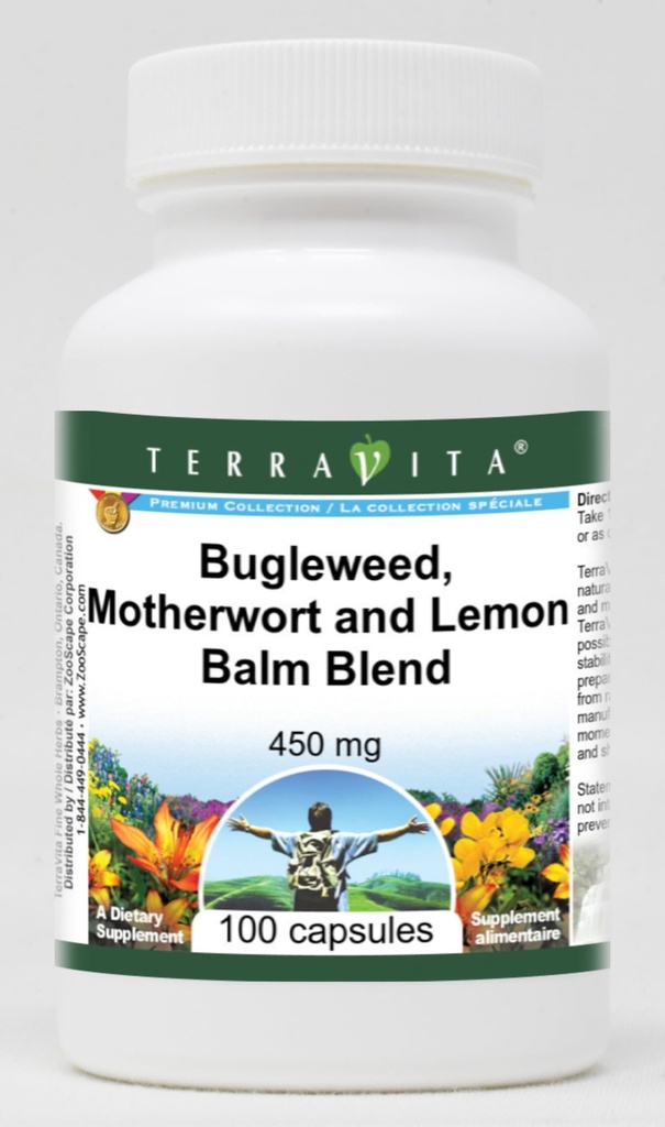 Terravita Thyroid Support - Bugleweed, Motherwort and Lemon Balm - 450 mg (100 Capsules, ZIN: 511178) - 3 Pack