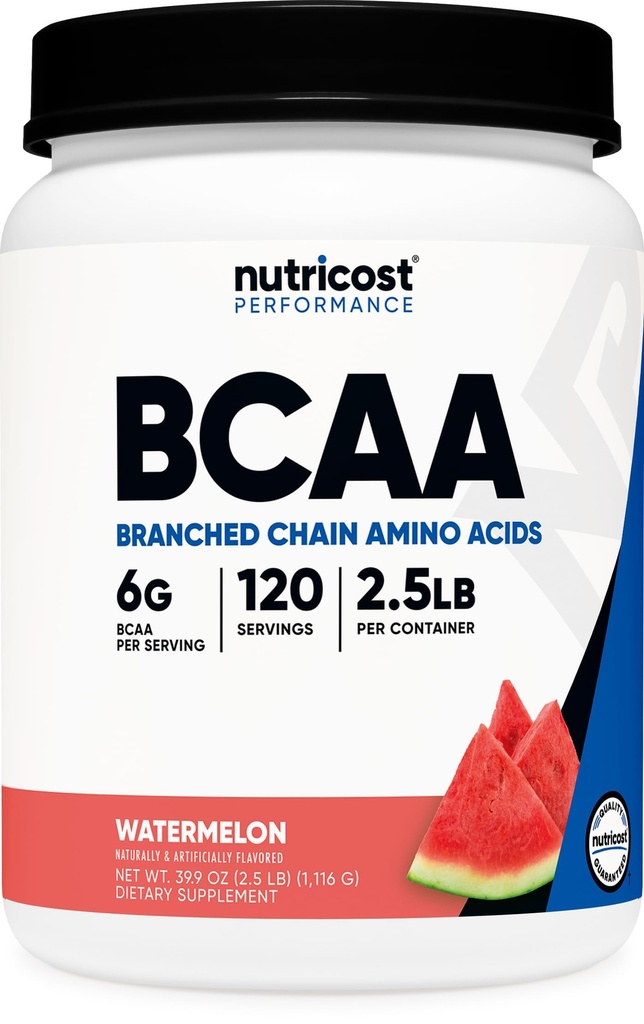 Nutricost BCAA poudre 2:1:1 (Watermelon, 120 portions) - Sans gluten, non OGM, végétarien