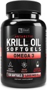 Antarctique Krill Oil 1000mg (120 Softgels) Omega 3 Supplément huile de poisson avec EPA, DHA et Astaxanthin - pour le soutien articulaire, cerveau et, Cœur pour les hommes et les femmes