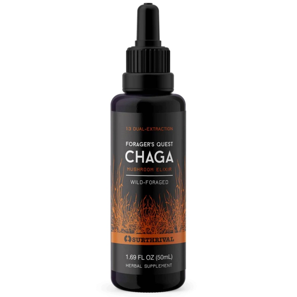Surthrival: Chaga Extract Mushroom Forager's Quest, 50 mL, avec la nature, immune-boosting, anti-viral, anti-fungique