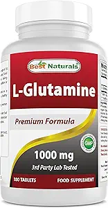Meilleurs comprimés naturels L-glutamine 1000mg de carburant pour l'entraînement (non-OGM), 180 Compte