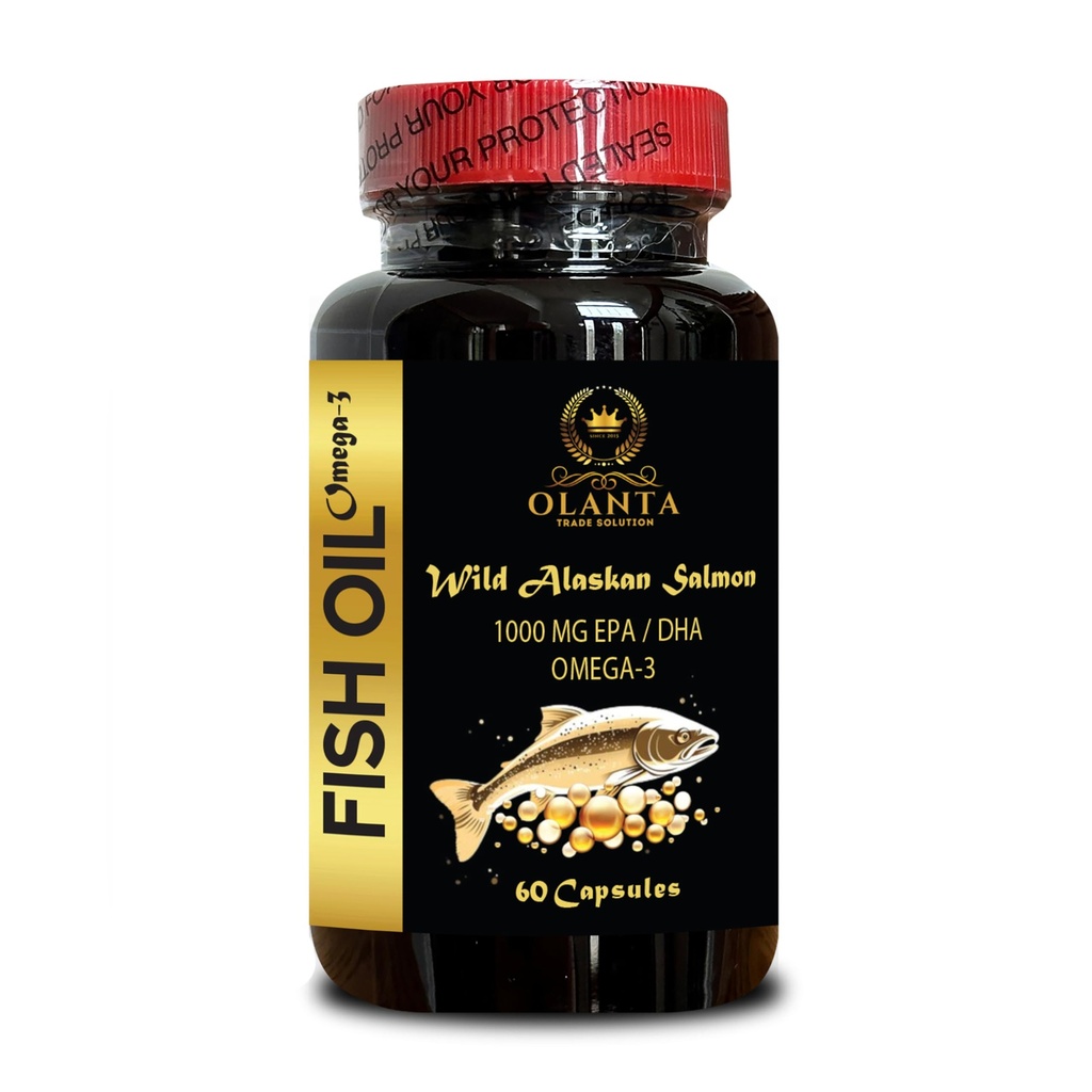 Pure Alaska Omega-3 Wild Alaskan Salmon Oil 1000mg | EPA & DHA Supplement | Omega-3s for Joint Health Support - 1 Bottle 60 Capsules