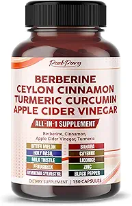 Berberine Cinnamon Apple Cider Vinegar Turmeric - Soutien général au bien-être- Fabriqué aux États-Unis