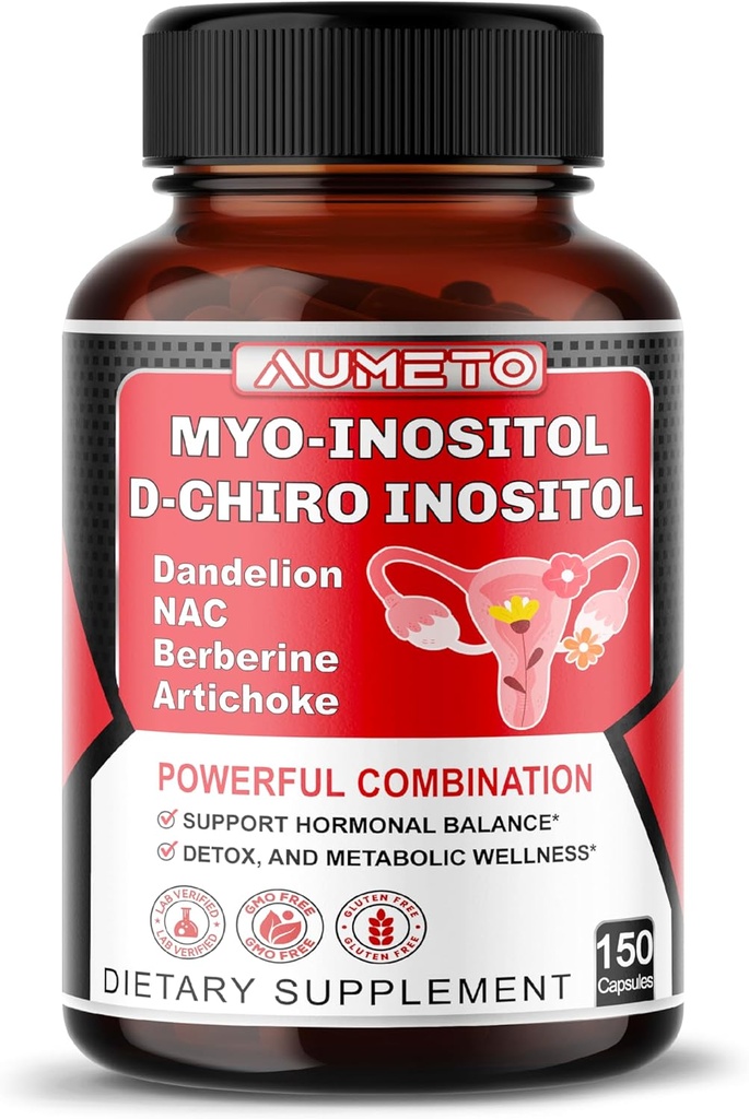 Myo-Inositol + D-Chiro Inositol – 150 Capsules – avec Folate, NAC, Berberine, CoQ10 et Mélange Detox – Soutenir l'équilibre hormonal et le bien-être métabolique – Non-OGM, sans gluten