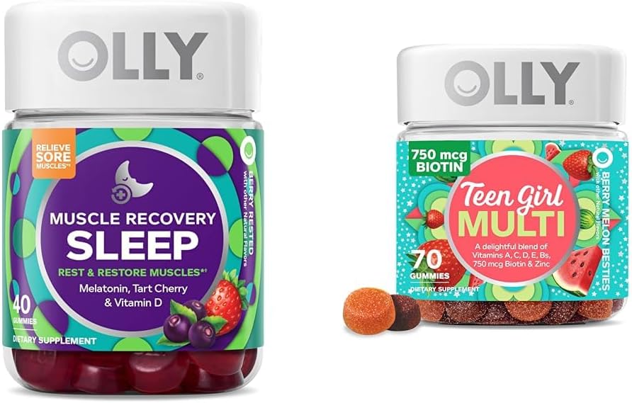 Rétablissement musculaire de l'OLLY Gummies de sommeil 40 Comte et adolescent fille Multi Gummy, vitamines, 70 Comte
