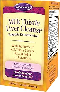 Nature's Secret Milk Thistle Liver Cleanse - 60 Tablets - Supports Healthy Liver Function & Detoxification - 18 Botanical Blend Turmeric, Dandelion, Beet, & Artichoke - Natural Powerful Antioxidant