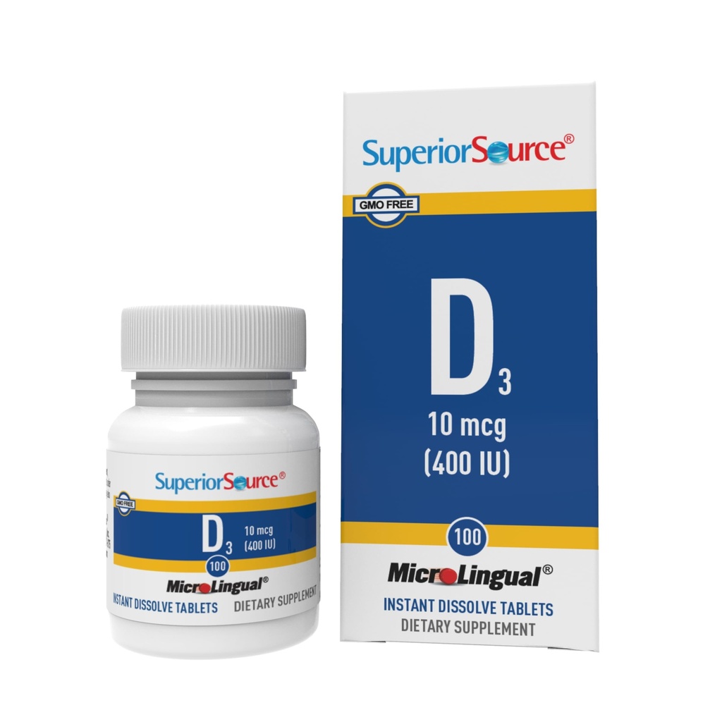 Superior Source Vitamin D3 400 IU - Offers Immune System, Brain & Nervous System Support - Aids Calcium Absorption for Teeth & Bone Health - Bariatric Friendly - 100 Sublingual Dissolving Tablets