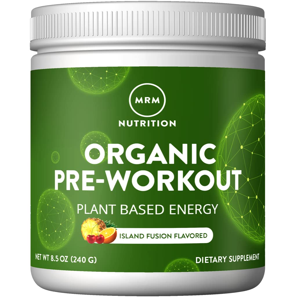 MRM Nutrition Powder Organic Pre-Workout de l'île Fusion Flavored de l'île Superfoods + 150mg Caféine naturelle + adaptogènes de l'île
