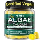 Gommies de calcium pour les femmes + vitamine de magnésium D3 K2, C, zinc, Boron, Algae durable (3ème partie testée) pour la force osseuse, Nerve, Calcium Absoption, supplément de calcium sans sucre, végétalien, 60 comtes