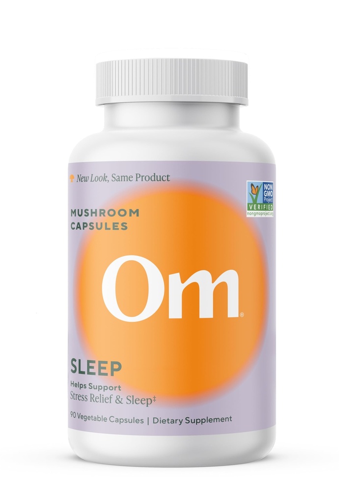 OM Mushroom Superfood Sleep Mushroom Capsules Superfood Supplément, 90 Compte, 30 Jours, Reishi, GABA, L-Theanine, Melatonine pour le repos et la qualité du sommeil Superfood Supplément