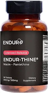 ENDUR-Thine Niacin – Supplément santé au coeur et au foie, formule efficace pour l'absorption optimale, sans gluten, 500mg (90 comprimés)
