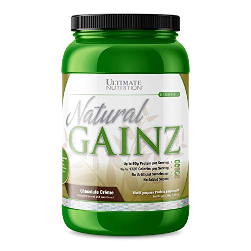 Ultimate Nutrition Natural Gainz Whey Protein Powder - Natural Gainer Protein with Micellar Casein and Milk Protein, Chocolate, 3.6 Pounds