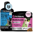 Omega 3 Huile de poisson et multivitamine Max Strength Bundle: supplément Omega 3 et 15-en-1 Vitamines pour la peau, le manteau et la santé (32oz)