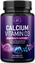 Supplément de calcium 1200 mg - avec vitamine D3 pour la meilleure absorption - Soutiens Imune Santé, Bones & Dents - Carbonate de calcium naturel + 1600 UI de D3 - mis en bouteille aux États-Unis pour les femmes et les hommes - 120 comprimés