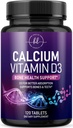 Supplément de calcium 1200 mg - avec vitamine D3 pour la meilleure absorption - Soutiens Imune Santé, Bones & Dents - Carbonate de calcium naturel + 1600 UI de D3 - mis en bouteille aux États-Unis pour les femmes et les hommes - 120 comprimés