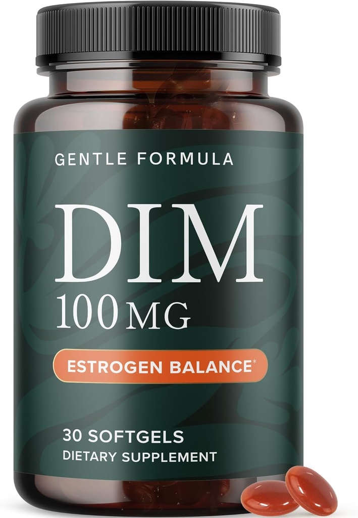 Supplément DIM 100 mg de diindolylméthane pour l'équilibre hormonal, l'acné hormonal, la ménopause et le soutien antioxydant avec l'huile MCT et la vitamine E.