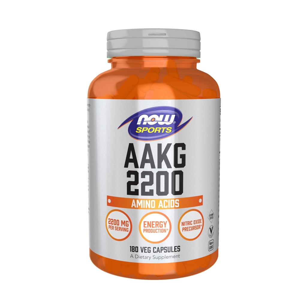 MAINTENANT Sports AAKG 2200, Arginine, Production d'énergie, 180 Capsules de Veg