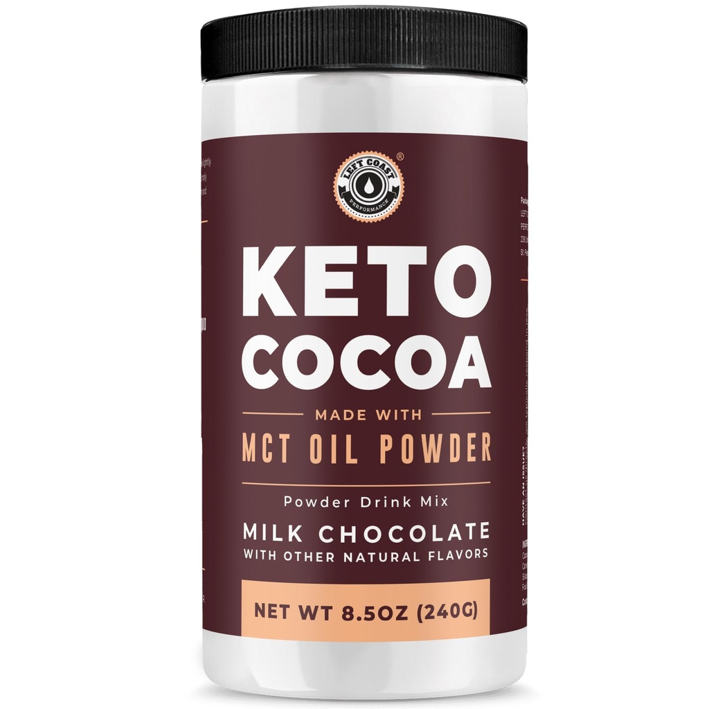 Keto Cocao.Keto Hot Chocolate Drink Mélange de poudre - sans sucre, faible teneur en glucides avec des protéines et de la poudre d'huile MCT