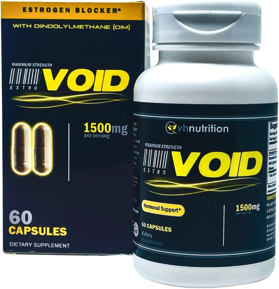 VH Nutrition ESTROVOIDE ► Bloqueur d'estrogène pour les hommes de 1500mg Inhibiteur d'aromatase naturel Max Streng* W/DIM, Longjack, Ashwagandha, Eleuthero, Cordyceps, Rhodiola et Panax Ginseng