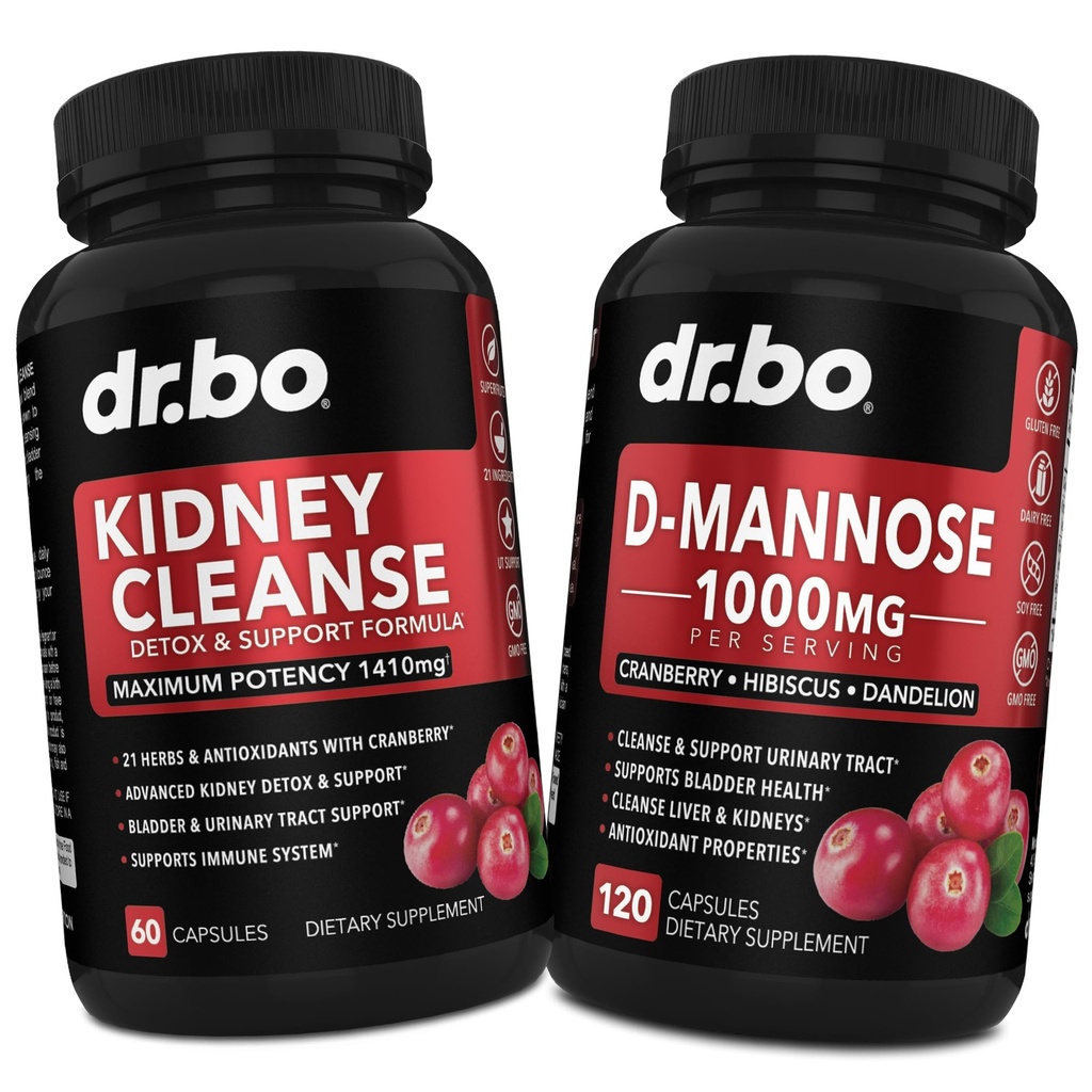 Suppléments pour le nettoyage du rein et du mannose D - Supplément pour le soutien du détox rénal, D-Mannose 500mg Capsules de 1000mg - DMannose et canneberge naturelle pour soutenir les suppléments pour la santé du rein, de la vésicule et du trac urinaire