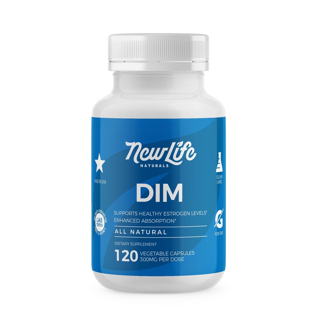 NewLife Naturals Supplément DIM 300mg, Femmes & Hommes - pilules d'acné hormonal, soulagement de la ménopause