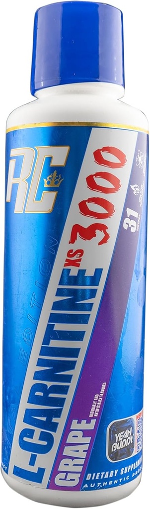 Ronnie Coleman Série Signature L-Carnitine XS 3000 Liquide, acides aminés Métabolisme et soutien de la force musculaire maigre, sans stimulant, sans sucre, sans glucides, raisin, 16 Oz