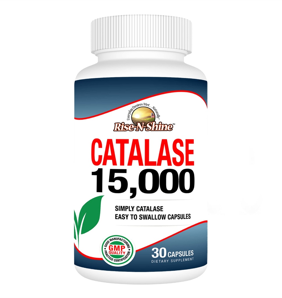Supplément Catalase Rise-N-Shine 15 000 - Enzyme antioxydant puissant pour la santé des cheveux - Suppléments capillaires pour le soutien des cheveux forts - 30 jours d'approvisionnement