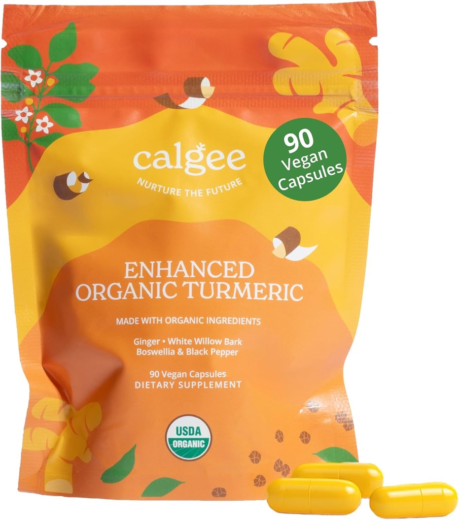 Premium 5-en-1 Curcumin curcumin 1100mg: Formule d'absorption améliorée avec poivre noir, Boswellia & White Willow, USDA Organic Joint Wellness Support, Made in USA, 3rd Party Tested - 90 Ct.