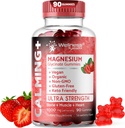 Glycinate de magnésium, 1000 mg - Supplément de magnésium pour soutenir la relaxation, la santé cardiaque - Gummies Magnésio calmes à croquer pour adultes, Glicinato De Magnesio - Arôme fraise