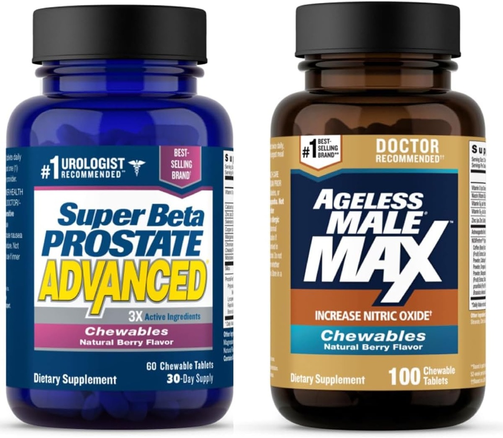 Super Beta Prostate Avancé et sans âge Homme Max Nitric Oxide Booster Chewable Suppléments