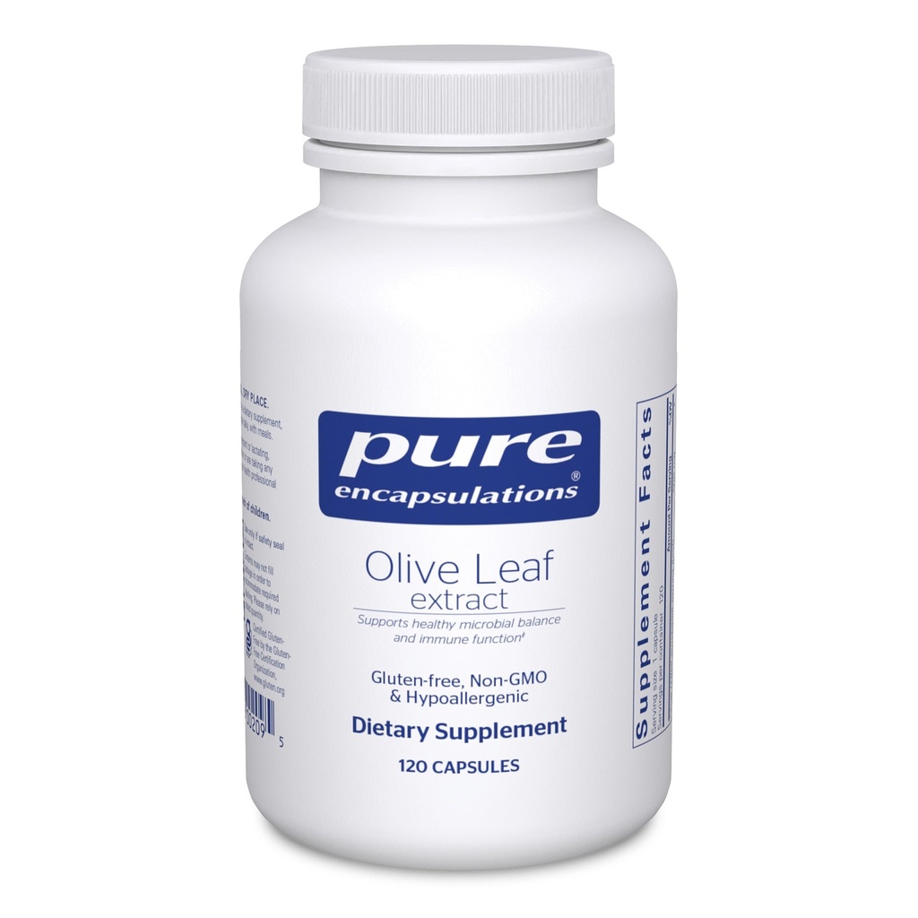 Encapsulations pures Extrait de feuille d'olive Un supplément hypoallergénique soutient le système immunitaire et l'environnement intestinal sain.