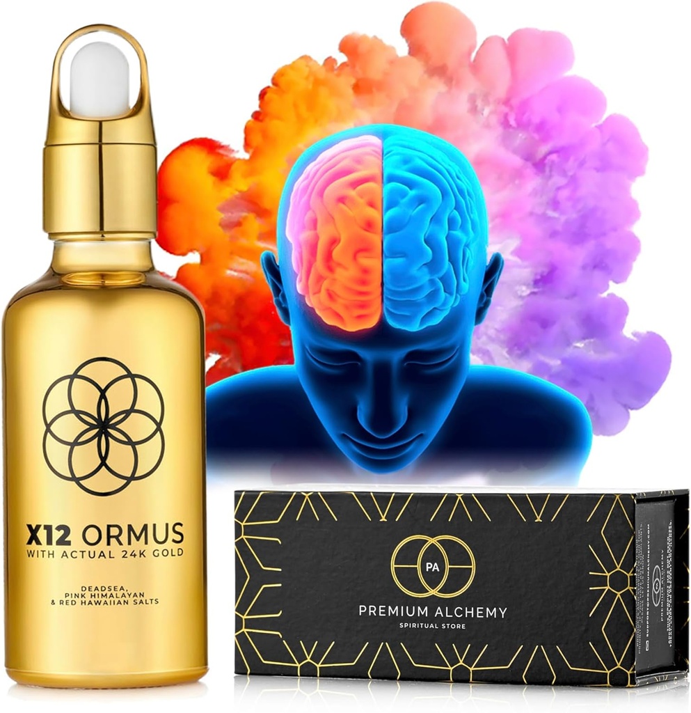 Ormus Concentré d'or monoatomique X12 – Or liquide fabriqué par de vrais alchimistes - 24k Nourriture-Grade, Mer Morte et Sel d'Himalaya – soutient Pineal Gland, Lucid Dreaming, Méditation