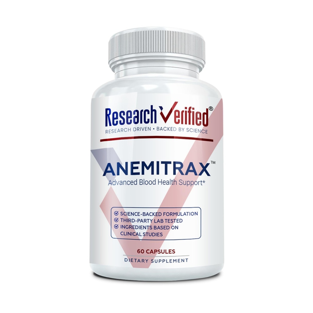 Recherche Soutien à l'anémie vérifiée - Remplir le fer, réglementer l'hémoglobine, améliorer l'énergie - Fer, vitamine C, vitamine A, B12, folate, biopérine - 60 capsules - végétalien