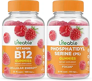 Vitamine biologique B12 + Phosphatidylsérine (PS), Gommies Bundle - Grande dégustation, supplément de vitamine, sans gluten, sans OGM, à mâcher