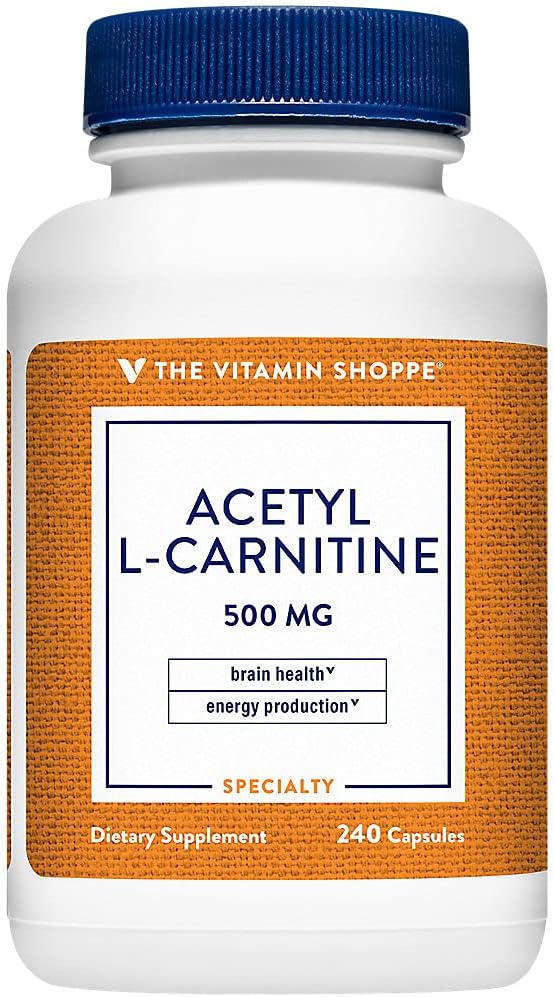 La vitamine Shoppe acétyl-L-Carnitine 500mg – soutient la santé du cerveau et de la mémoire, favorise la production d'énergie – CarnipureTM offre la forme la plus pure de L-Carnitine (240 capsules)