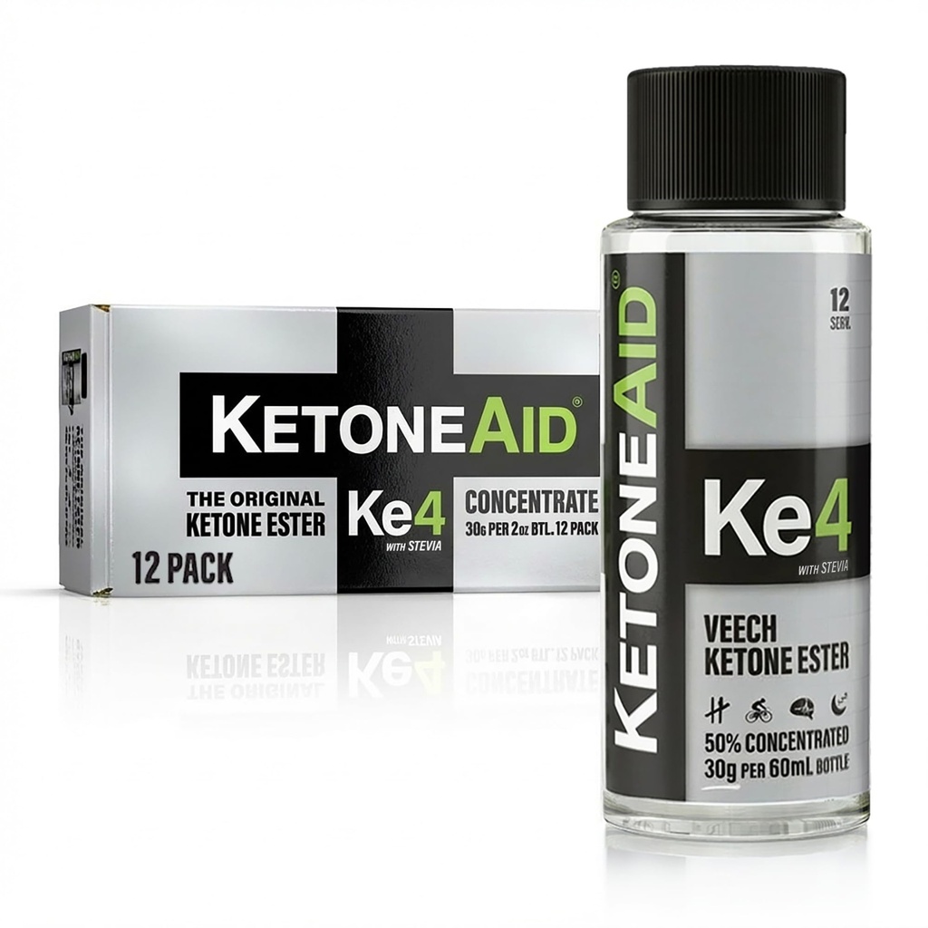 CétoneAid Ke4 Cétone Ester Concentrate , Pas de sel cétone, Pas de sucre, Pas de caféine , Exogène D-BHB Ester , 12 portions par bouteille (12 nombre)