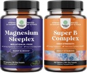 Ensemble de supplément de sommeil Magnésium haute absorption - Magnésium calme sans mélatonine pour le sommeil et multivitamine complexe de vitamine B pour Imune Support Mood Boost et Supplément Mémoire